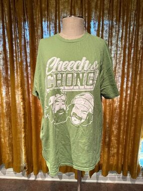 Cheech & Chong Graphic Tee in Light Olive Green